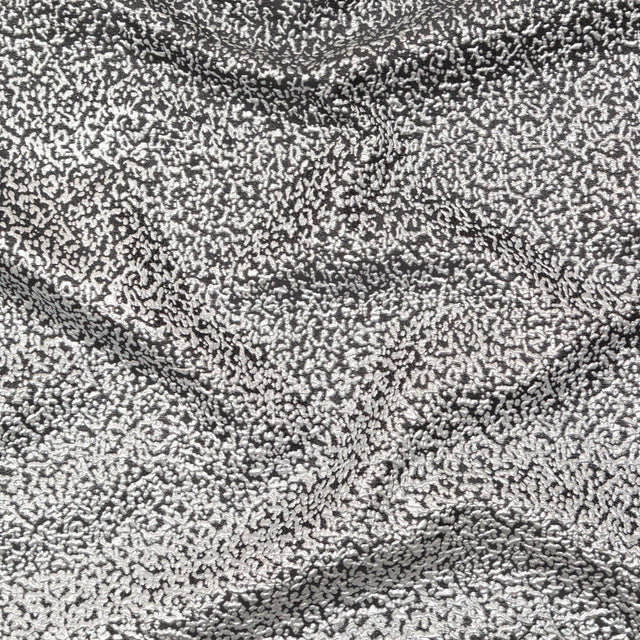 Metallic Silver and Black Abstract Brocade
