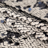 Duo-Tone Paillette Sequin Fabric - Navy Blue and White