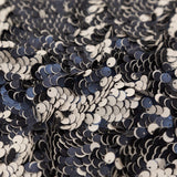 Duo-Tone Paillette Sequin Fabric - Navy Blue and White