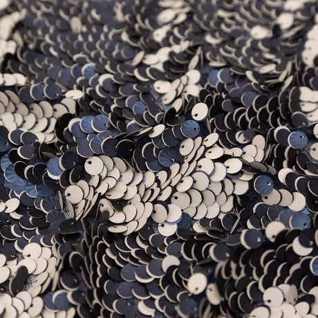 Duo-Tone Paillette Sequin Fabric - Navy Blue and White