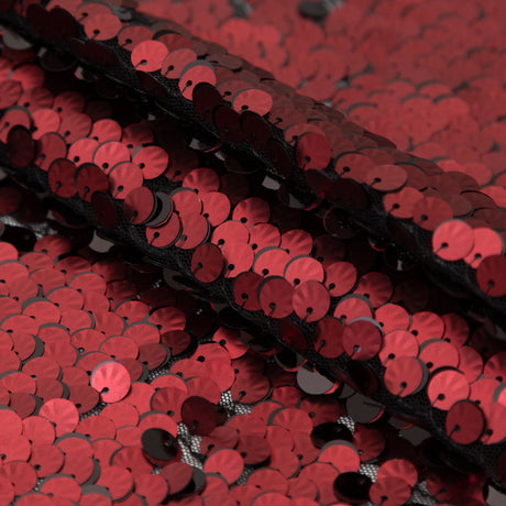 Duo-Tone Paillette Sequin Fabric - Black and Burgundy