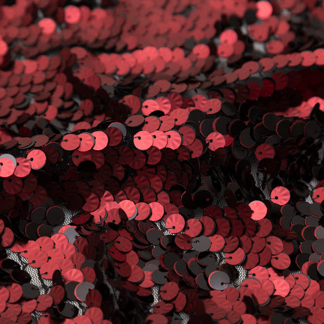 Duo-Tone Paillette Sequin Fabric - Black and Burgundy