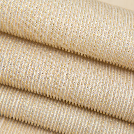 Metallic Gold and White Ultra-Stretch Raised Rib Knit