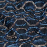 Metallic Eclipse and Silver Overlapping Hexagons Organza Brocade