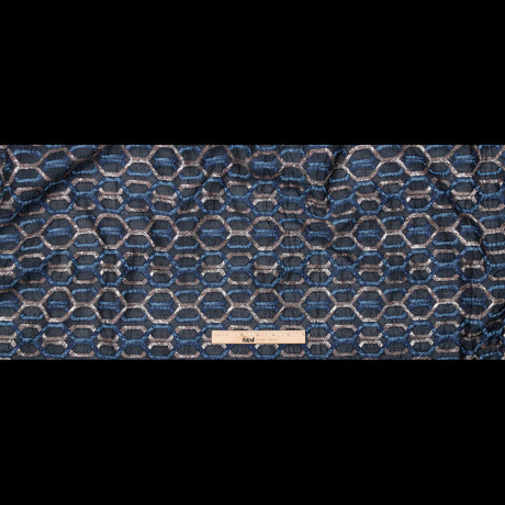Metallic Eclipse and Silver Overlapping Hexagons Organza Brocade