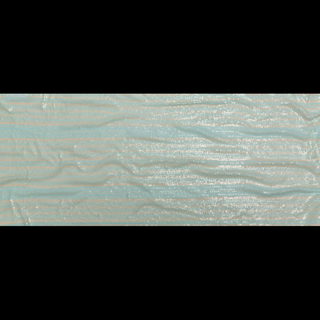 Mesh with Shell Sequins - Opal Blue and Almond Milk Stripes on White