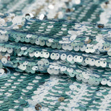 Mesh with Shell Sequins - Cerulean and White Stripes on Sky Blue