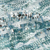 Mesh with Shell Sequins - Cerulean and White Stripes on Sky Blue