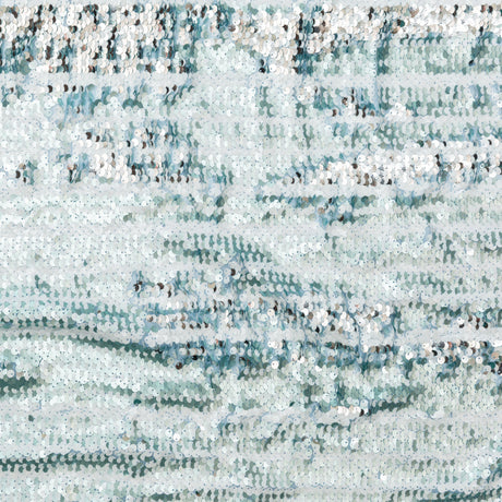 Mesh with Shell Sequins - Cerulean and White Stripes on Sky Blue