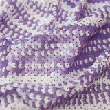 Mesh with Shell Sequins - Fuchsia Pink and White Stripes on Iris Orchid