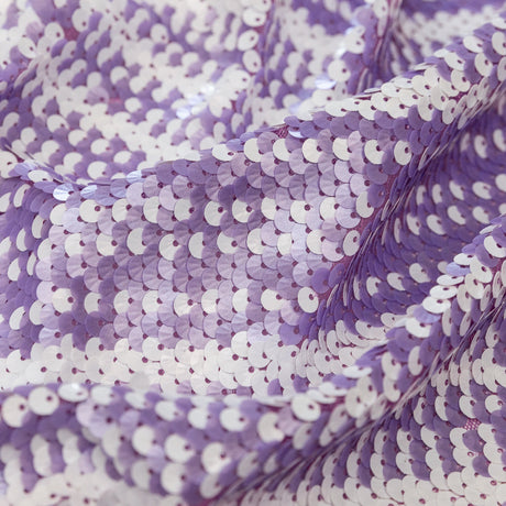 Mesh with Shell Sequins - Fuchsia Pink and White Stripes on Iris Orchid