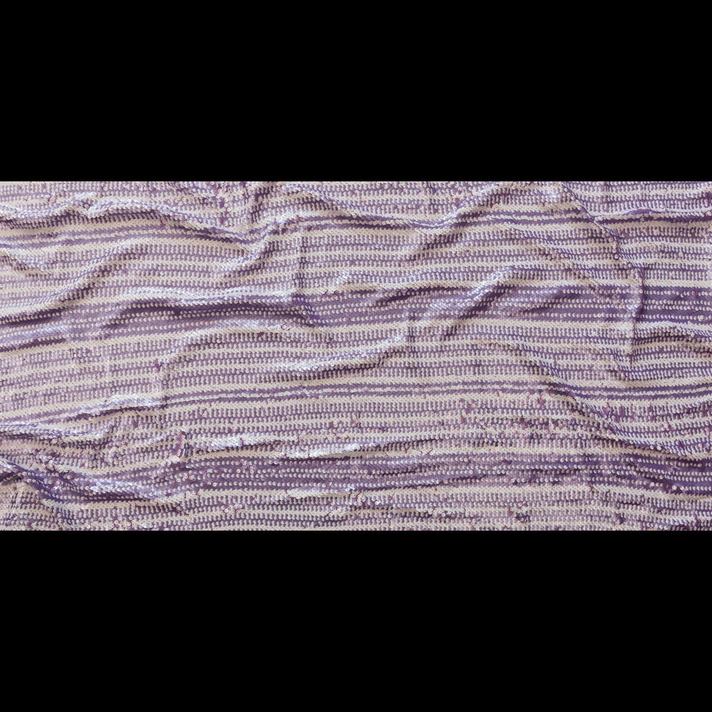 Mesh with Shell Sequins - Fuchsia Pink and White Stripes on Iris Orchid
