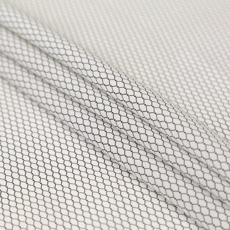 Italian White and Black Geometric Silk and Cotton Voile