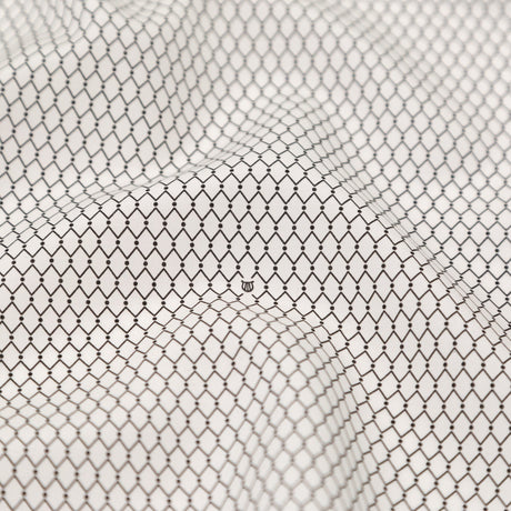 Italian White and Black Geometric Silk and Cotton Voile