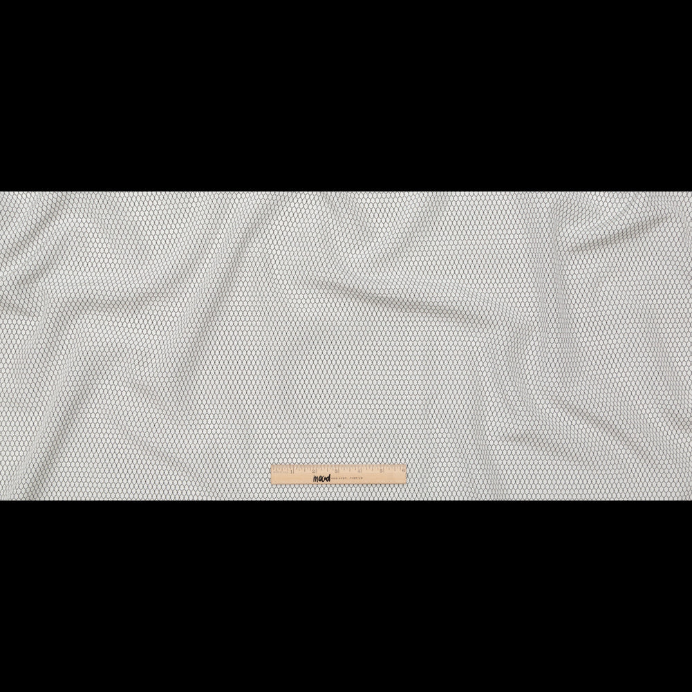 Italian White and Black Geometric Silk and Cotton Voile