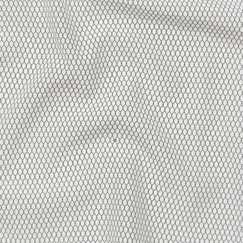 Italian White and Black Geometric Silk and Cotton Voile