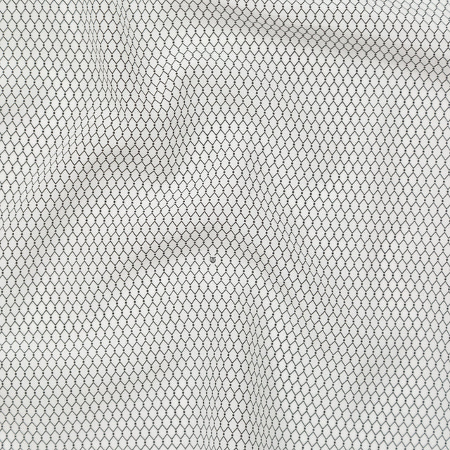 Italian White and Black Geometric Silk and Cotton Voile