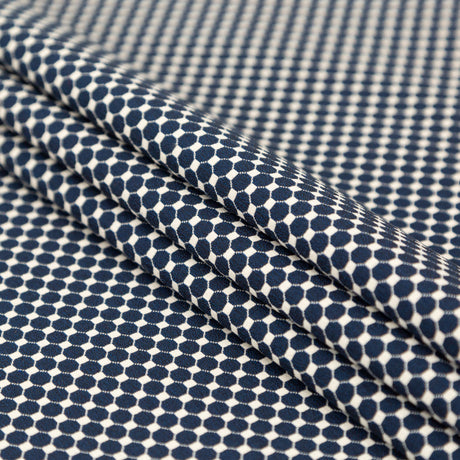 Italian Navy and Ecru Stretch Geometric Jacquard
