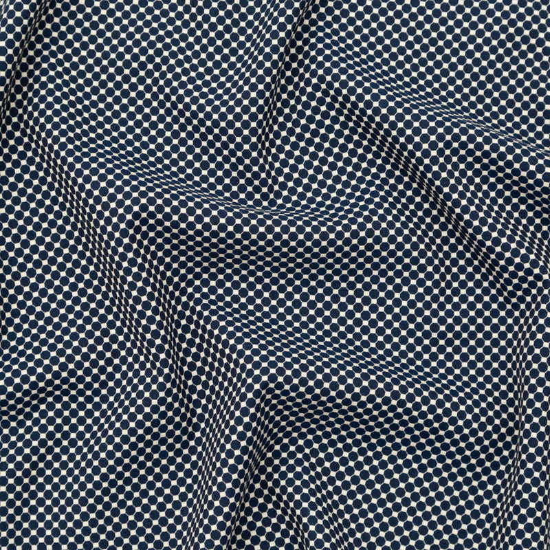 Italian Navy and Ecru Stretch Geometric Jacquard