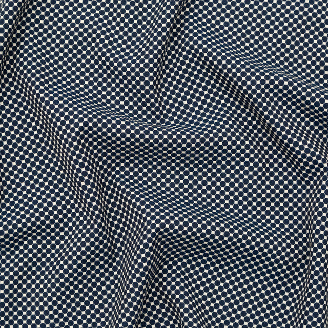 Italian Navy and Ecru Stretch Geometric Jacquard