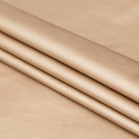Italian Metallic Champagne Faux Leather Laminate over a Latte Stretch Faux Suede