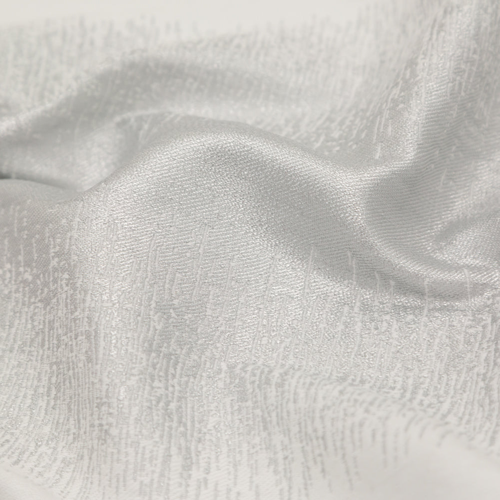 Italian Metallic Silver and White Abstract Cotton Jacquard