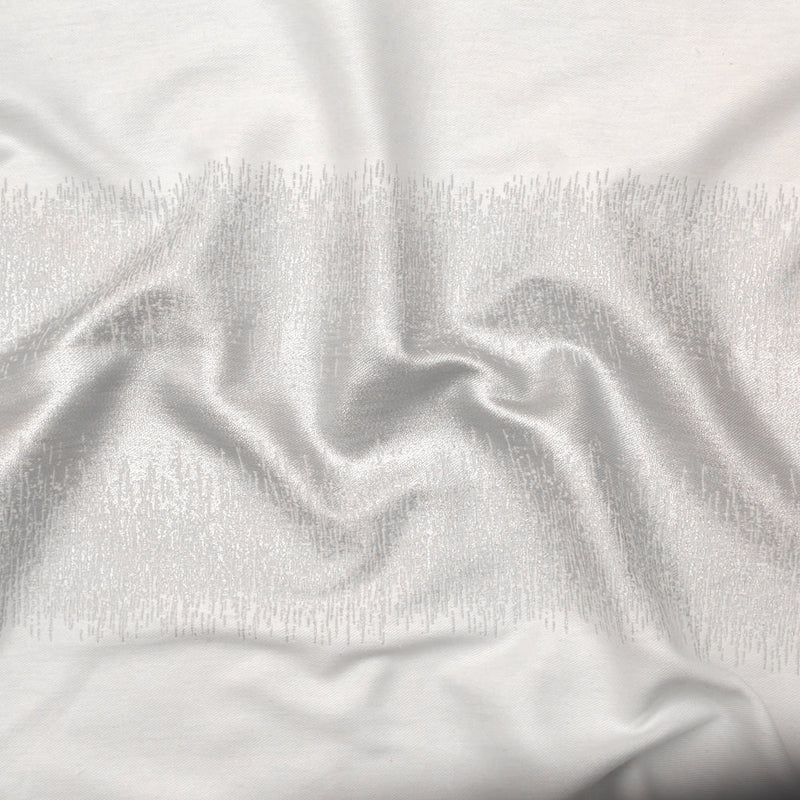 Italian Metallic Silver and White Abstract Cotton Jacquard