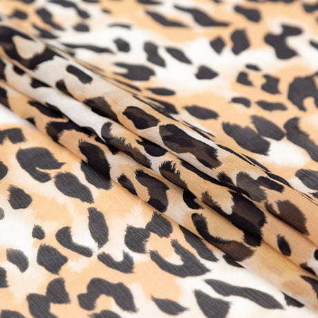 Chocolate Torte, Toffee Brown and Simply Taupe Leopard Printed Crinkled Silk Chiffon