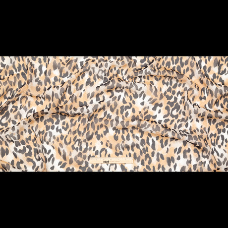 Chocolate Torte, Toffee Brown and Simply Taupe Leopard Printed Crinkled Silk Chiffon