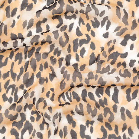 Chocolate Torte, Toffee Brown and Simply Taupe Leopard Printed Crinkled Silk Chiffon