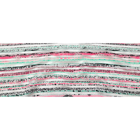 Milly Metallic Silver, Biscay Green, Neon Pink Striped Embroidered Organza
