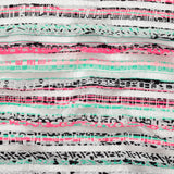 Milly Metallic Silver, Biscay Green, Neon Pink Striped Embroidered Organza