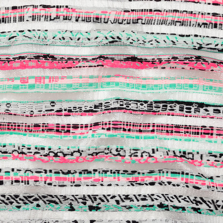 Milly Metallic Silver, Biscay Green, Neon Pink Striped Embroidered Organza