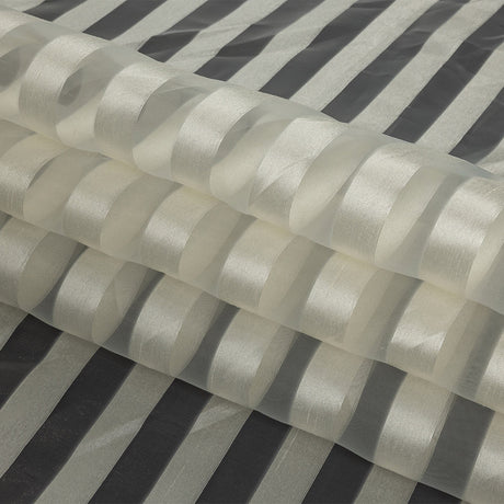 Cannoli Cream Organza with Woven Awning Stripes