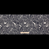 Italian Carbon Blue and Ecru Floral Cotton Jacquard