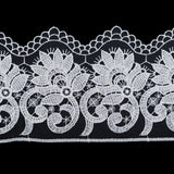 European White Floral Embroidered Lace on Mesh - 3.875"