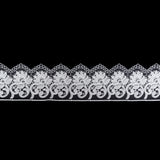 European White Floral Embroidered Lace on Mesh - 3.875"