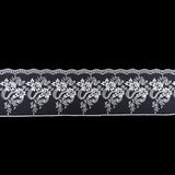 European Off-White Floral Embroidered Lace on Mesh - 4"