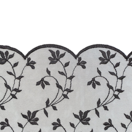 European Black Scalloped Embroidery Lace on Mesh - 9.5"
