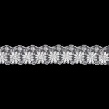 European White Floral Scalloped Embroidery Lace on Mesh - 3.375"