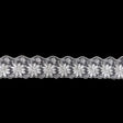 European Ivory Floral Scalloped Embroidery Lace on Mesh - 3.375"