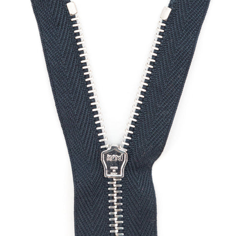 Mood Exclusive Italian Navy and Silver T3 Closed End Metal Zipper - 9"