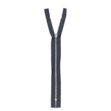 Mood Exclusive Italian Navy and Silver T3 Closed End Metal Zipper - 9"