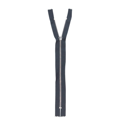Mood Exclusive Italian Navy and Silver T3 Closed End Metal Zipper - 9"