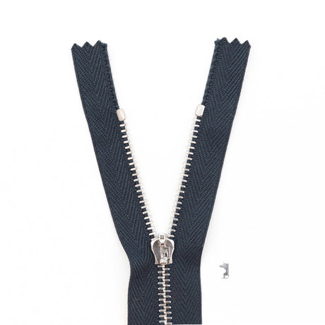 Mood Exclusive Italian Navy and Silver T3 Closed End Metal Zipper - 9"