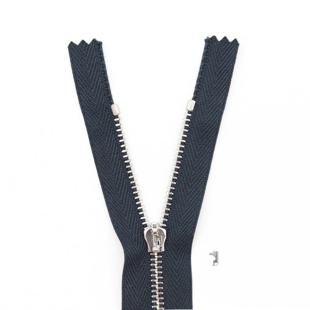 Mood Exclusive Italian Navy and Silver T3 Closed End Metal Zipper - 9"