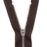 Mood Exclusive Italian Brown and Silver T3 Closed End Metal Zipper - 9"