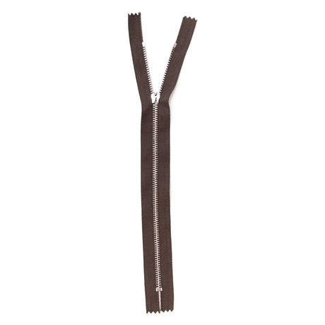 Mood Exclusive Italian Brown and Silver T3 Closed End Metal Zipper - 9"