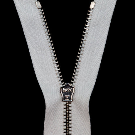 Mood Exclusive Italian Off-White and Silver T3 Closed End Metal Zipper - 9"
