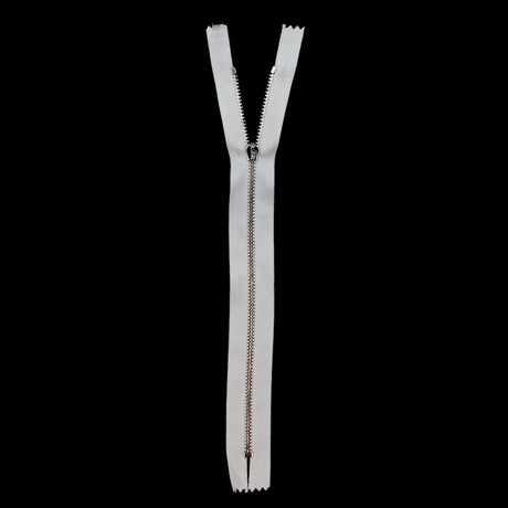 Mood Exclusive Italian Off-White and Silver T3 Closed End Metal Zipper - 9"
